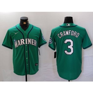 MLB Mariners 3 Crawford Green Nike Cool Base Men Jersey
