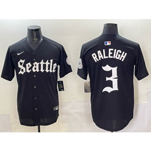 MLB Mariners 3 Raleigh New Black Nike Cool Base Men Jersey
