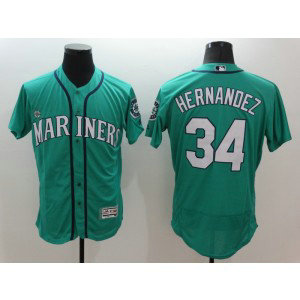 MLB Mariners 34 Felix Hernandez Green Flexbase Men Jersey