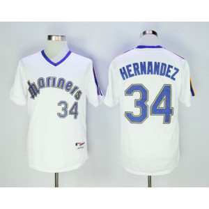 MLB Mariners 34 Felix Hernandez White 1984 Throwback Men Jersey