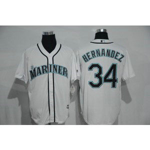 MLB Mariners 34 Felix Hernandez White Cool Base Men Jersey
