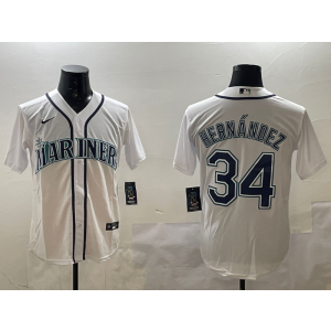 MLB Mariners 34 Hernandez White Nike Cool Base Men Jersey