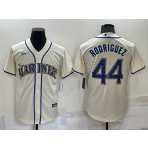 MLB Mariners 44 Julio Rodríguez Cream Nike Cool Base Men Jersey