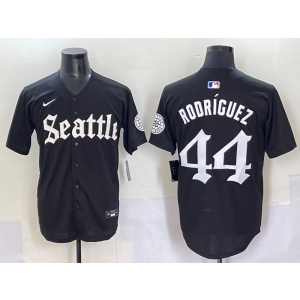 MLB Mariners 44 Julio Rodríguez New Black Nike Cool Base Men Jersey