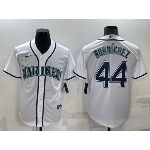 MLB Mariners 44 Julio Rodríguez White Nike Cool Base Men Jersey