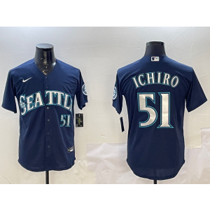 MLB Mariners 51 Ichiro Suzuki Navy Nike Cool Base Men Jersey