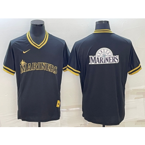 MLB Mariners Blank Black Baseball Logo Nike Throwback Men Jersey
