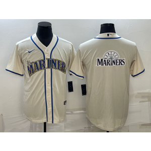 MLB Mariners Blank Cream Baseball Logo Nike Men Jersey