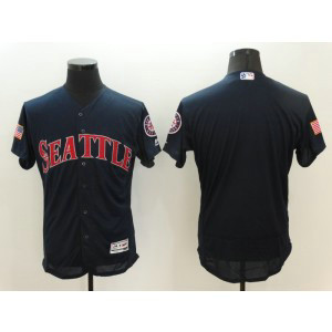 MLB Mariners blank Navy Blue Stars and Stripes Flexbase Men Jersey