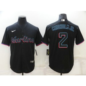 MLB Marlins 2 Jazz Chisholm Black Nike Cool Base Men Jersey MLB Marlins 2 Jazz Chisholm Black Nike Cool Base Men Jersey