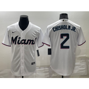 MLB Marlins 2 Jazz Chisholm White Nike Cool Base Men Jersey MLB Marlins 2 Jazz Chisholm White Nike Cool Base Men Jersey