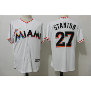 MLB Marlins 27 Giancarlo Stanton White New Cool Base Men Jersey MLB Marlins 27 Giancarlo Stanton White New Cool Base Men Jersey