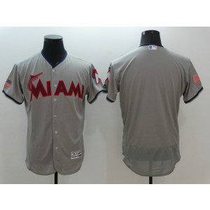 MLB Marlins Blank Grey Stars and Stripes Flexbase Men Jersey MLB Marlins Blank Grey Stars and Stripes Flexbase Men Jersey