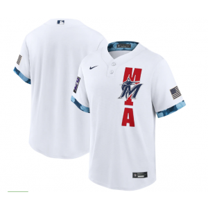 MLB Marlins Blank White 2021 All-Star Cool Base Men Jersey