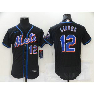 MLB Mets 12 Francisco Lindor Black Flexbase Men Jersey MLB Mets 12 Francisco Lindor Black Flexbase Men Jersey
