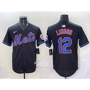 MLB Mets 12 Francisco Lindor Black Nike Cool Base Men Jersey MLB Mets 12 Francisco Lindor Black Nike Cool Base Men Jersey