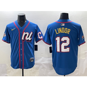 MLB Mets 12 Francisco Lindor Blue National League 2025 All Star Nike Cool Base Men Jersey MLB Mets 12 Francisco Lindor Blue National League 2025 All Star Nike Cool Base Men Jersey