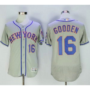MLB Mets 16 Dwight Gooden Grey Flexbase Men Jersey