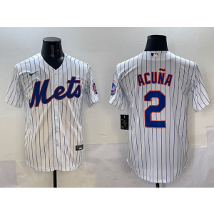 MLB Mets 2 Acuna White Nike Cool Base Men Jersey MLB Mets 2 Acuna White Nike Cool Base Men Jersey