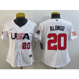 MLB Mets 20 Pete Alonso White 2023 World Baseball Classic Women Jersey
