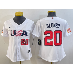 MLB Mets 20 Pete Alonso White 2023 World Baseball Classic Youth Jersey MLB Mets 20 Pete Alonso White 2023 World Baseball Classic Youth Jersey