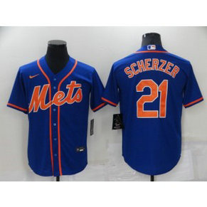 MLB Mets 21 SCHERZER Blue Nike Cool Base Men Jersey
