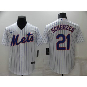 MLB Mets 21 SCHERZER White Nike Cool Base Men Jersey