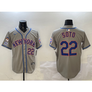 MLB Mets 22 Soto Grey Nike Cool Base Men Jersey MLB Mets 22 Soto Grey Nike Cool Base Men Jersey