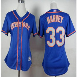 MLB Mets 33 Matt Harvey Blue Grey Alternate Road Women Jersey MLB Mets 33 Matt Harvey Blue Grey Alternate Road Women Jersey