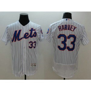 MLB Mets 33 Matt Harvey White(Blue Strip) Flexbase Men Jersey MLB Mets 33 Matt Harvey White(Blue Strip) Flexbase Men Jersey
