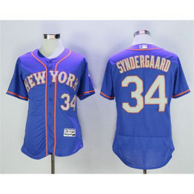 MLB Mets 34 Noah Syndergaard Blue Road Flexbase Men Jersey MLB Mets 34 Noah Syndergaard Blue Road Flexbase Men Jersey