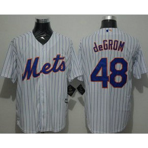 MLB Mets 48 Jacob DeGrom White(Blue Strip) New Cool Base Men Jersey MLB Mets 48 Jacob DeGrom White(Blue Strip) New Cool Base Men Jersey