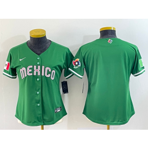 MLB Mexico Blank Green Nike Cool Base Women Jersey