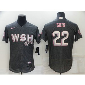 MLB Nationals 22 Juan Soto 2022 Gray City Connect Cherry Blossom Nike Flexbase Men Jersey