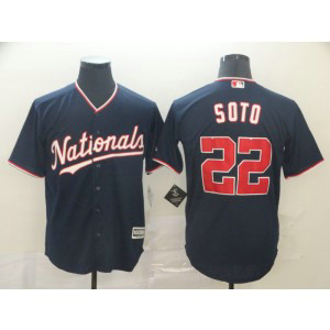MLB Nationals 22 Juan Soto Navy Cool Base Men Jersey