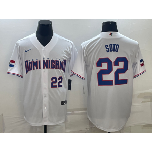 MLB Nationals 22 Juan Soto White 2023 World Series Men Jersey