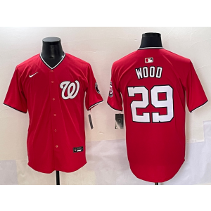 MLB Nationals 29 James Wood Red Nike Cool Base Men Jersey