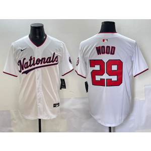 MLB Nationals 29 James Wood White Nike Cool Base Men Jersey