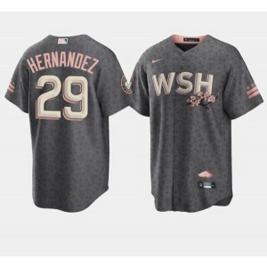 MLB Nationals 29 Yadiel Hernandez 2022 Gray City Connect Cherry Blossom Nike Cool Base Men Jersey