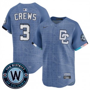 MLB Nationals 3 Dylan Crews Blue 2025 City Connect Nike Cool Base Men Jersey