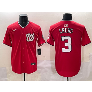 MLB Nationals 3 Dylan Crews Red Nike Cool Base Men Jersey
