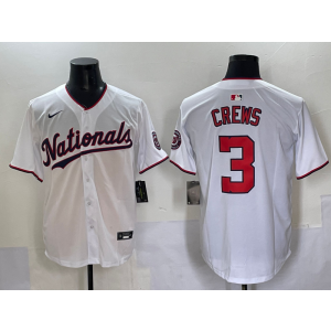 MLB Nationals 3 Dylan Crews White Nike Cool Base Men Jersey