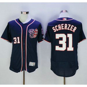 MLB Nationals 31 Max Scherzer Navy Blue Flexbase Men Jersey
