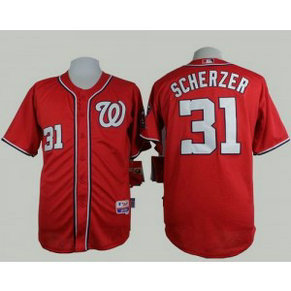 MLB Nationals 31 Max Scherzer Red Cool Base Men Jersey