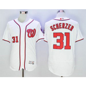 MLB Nationals 31 Max Scherzer White Flexbase Men Jersey