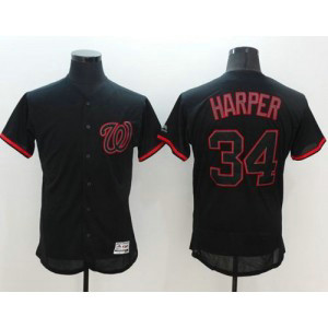 MLB Nationals 34 Bryce Harper Black Fashion Flexbase Men Jersey