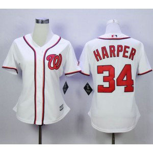 MLB Nationals 34 Bryce Harper White Fashion Women Jersey MLB Nationals 34 Bryce Harper White Fashion Women Jersey