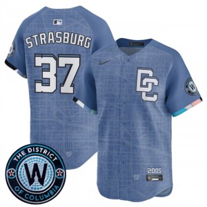 MLB Nationals 37 Stephen Strasburg Blue 2025 City Connect Nike Cool Base Men Jersey