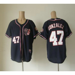 MLB Nationals 47 Gio Gonzalez Navy Blue Cool Base Men Jersey