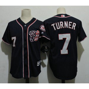 MLB Nationals 7 Trea Turner Navy Blue New Cool Base Men Jersey